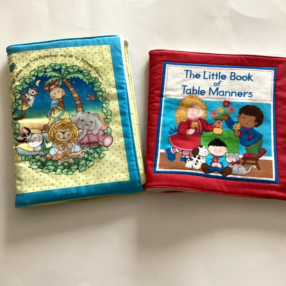 2 Soft Cloth Baby Toddler Books Learning Toys Handmade